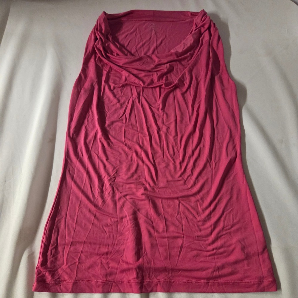 Worthington Pink Cowl Neck Sleeveless Top Y2K Stretch Tank Small RN 93677